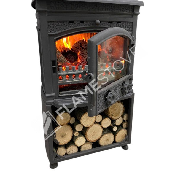 Flame Stove Sirius Maxi Style Fırınlı Döküm Odun Sobası, Çift Yanma, Schott-Robax Cam