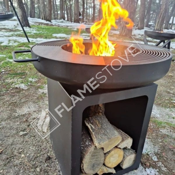 Flame Cook 60cm ST37 Çelik Derin Hazneli Dış Mekan Ateş Çukuru Barbekü