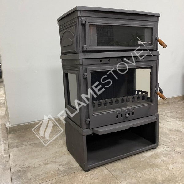 Retro Lux Yüksek Verimli Döküm Soba: Yan Kapaklı, Fırınlı, Odun-Kömür Uyumlu