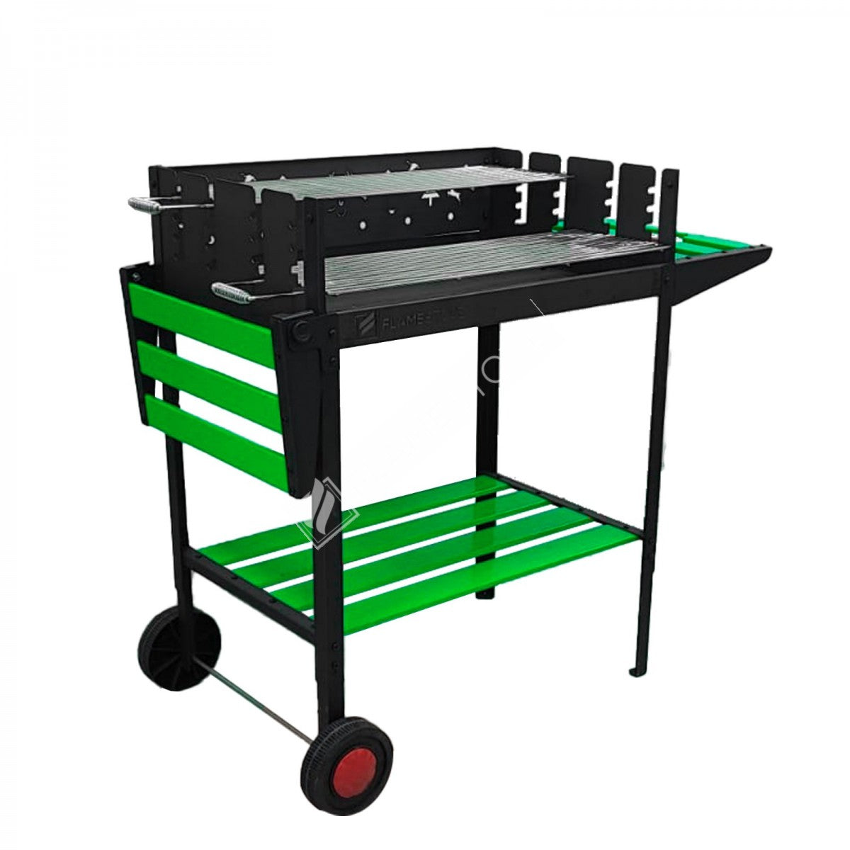 Flame Stove FS-504 Yeşil Lüks Tekerlekli Emaye Barbekü Mangal, Ayarlanabilir Izgara