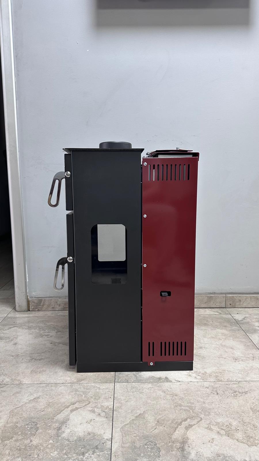 FS-295 Mini Hybrid Lüx Gurme Çelik Soba | Fırınlı | 3 Camlı | Pelet ve Odun Yakıtlı