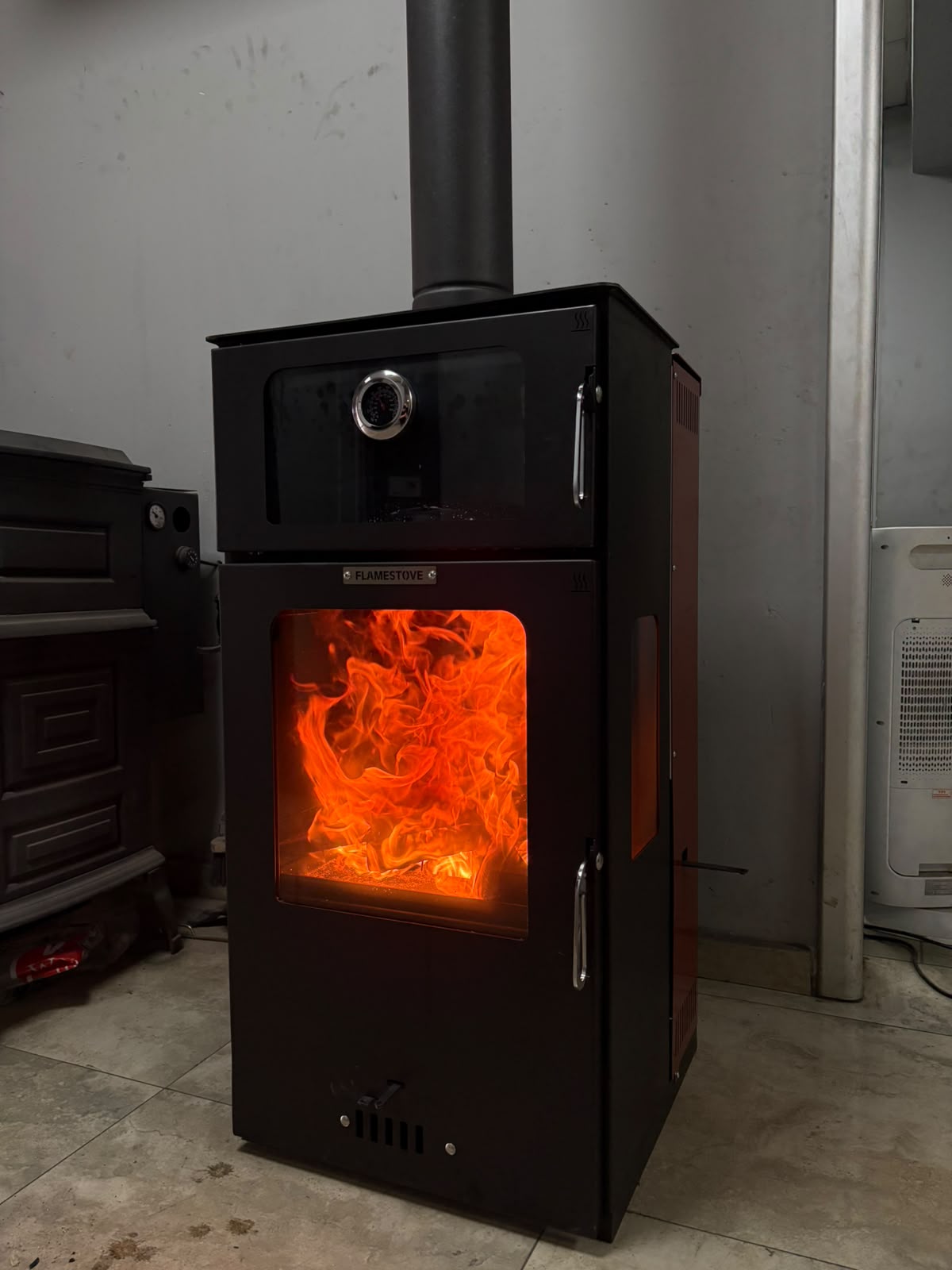 FS-294 Hybrid Lüx Gurme Çelik Soba | 3 Camlı | 2 Kat Fırın | Pelet ve Odun Yakıtlı