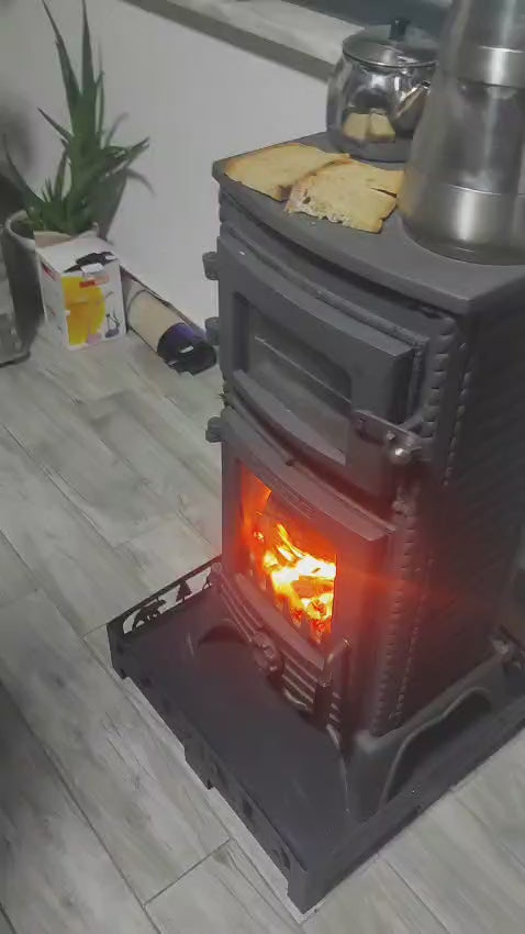 FS-053 Flame Stove Major Pik Döküm Fırınlı Odun Kömür Sobası, Schott Robax Camlı, Yüksek Verimli.