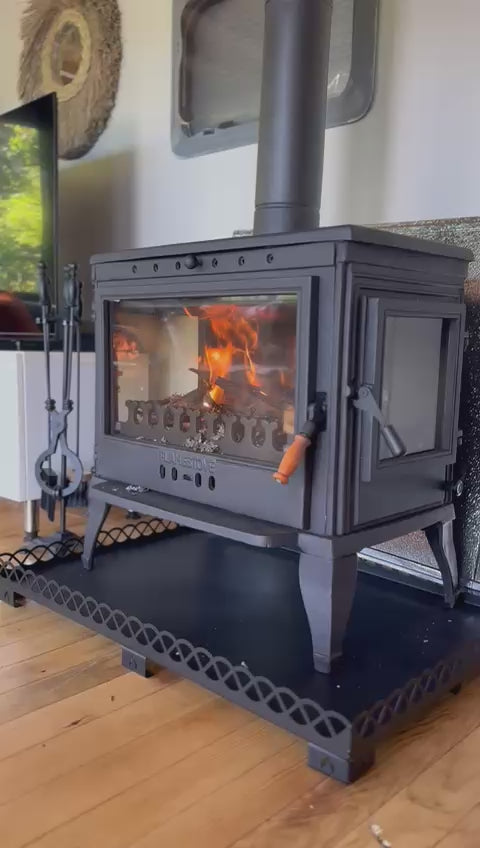 FS-042YK Flame Stove Retro Lux Yan Kapaklı 3 Camlı Döküm Soba, Odun Kömür Sobası