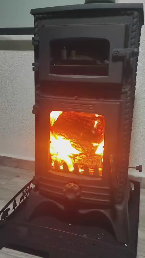 FS-054 Flame Stove Major Lux 3 Camlı Pik Döküm Fırınlı Soba: Odun Kömür Isıtıcı