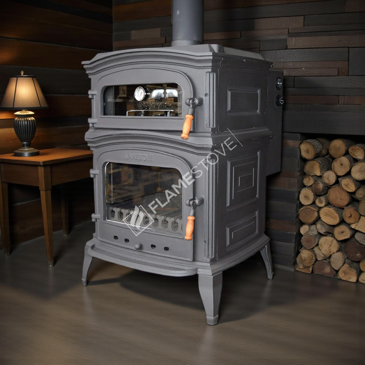 Sulu Sistem Fırınlı Döküm Soba Çift Yanmalı, A Enerji Çok Yönlü Isıtma