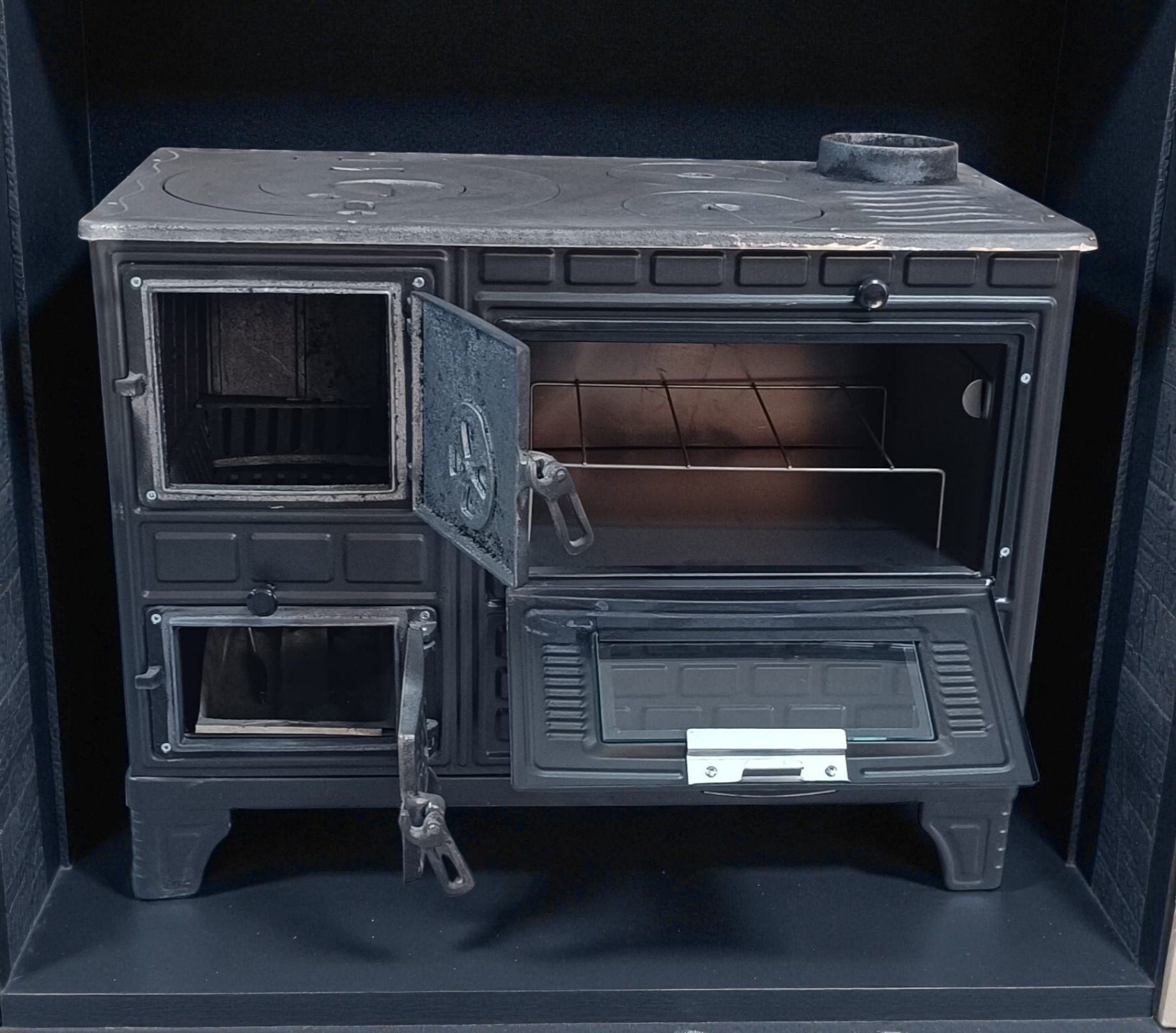 40'lık Kuzine Sac Soba Yanma odası döküm Soba