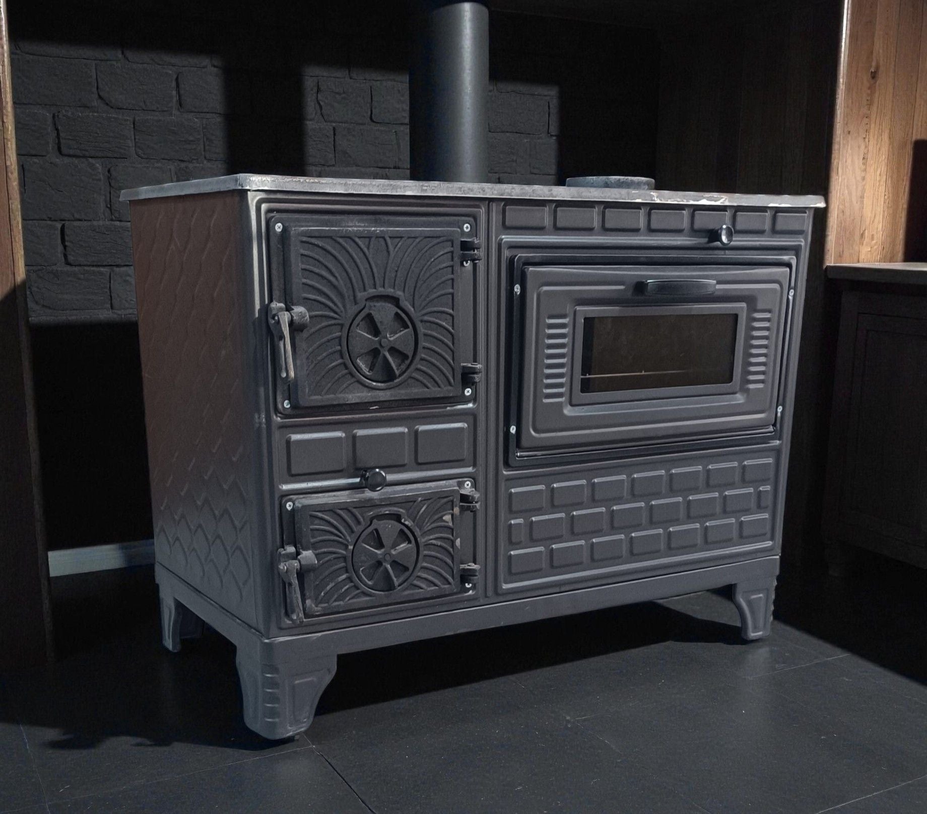 40'lık Kuzine Sac Soba Yanma odası döküm Soba